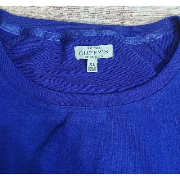 Cuffy's Of Cape Cod Pullover Sweatshirt Women's XL Blue Pockets Thumb Holes - Picture 7 of 8